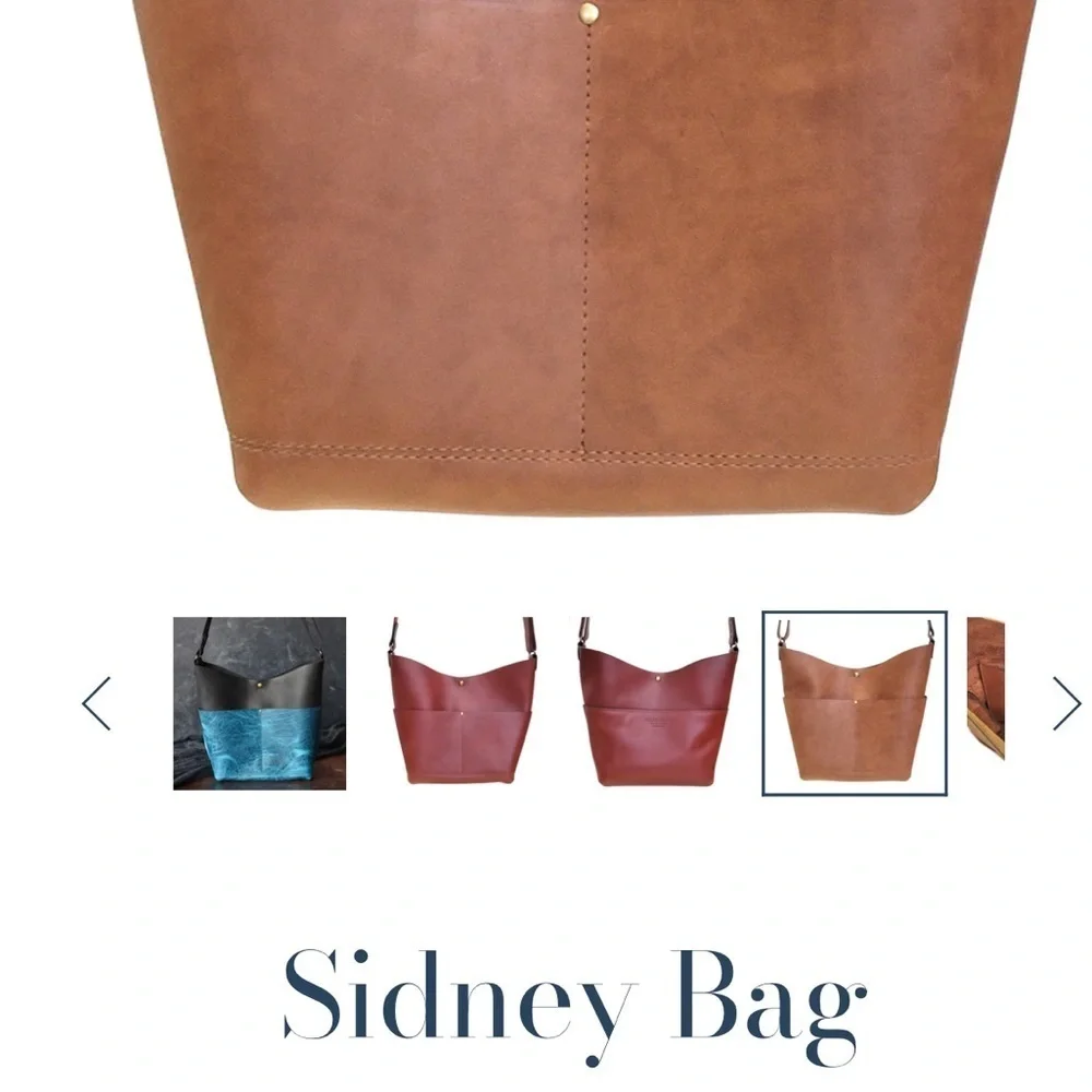 Orcas Island Leather Goods Sidney Brown Leather Shoulder Bag bucket bag in Toast